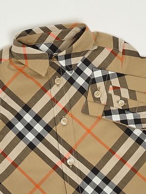 3. Camisa para recién nacido Owen de algodón Cuadros Beige