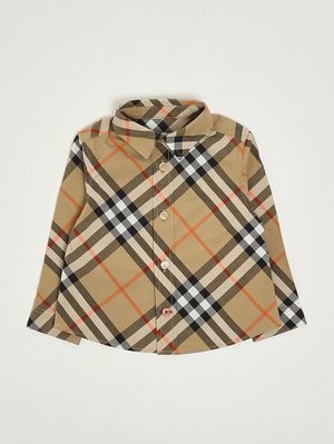 1. Camisa para recién nacido Owen de algodón Cuadros Beige