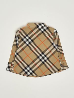 2. Camisa para recién nacido Owen de algodón Cuadros Beige