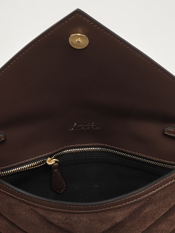 4. Flat Purse Handle suede mini bag for women Brown Pinko 104820a2jh