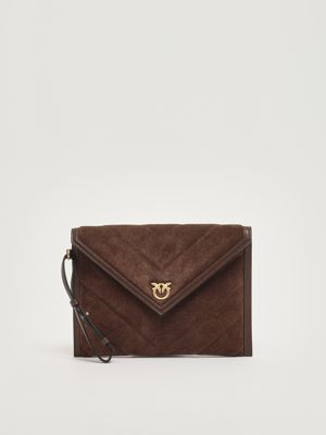 1. Flat Purse Handle suede mini bag for women Brown