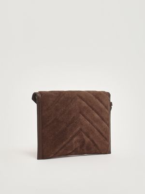 2. Flat Purse Handle suede mini bag for women Brown