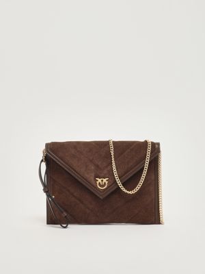 3. Flat Purse Handle suede mini bag for women Brown
