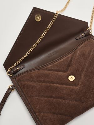 5. Flat Purse Handle suede mini bag for women Brown