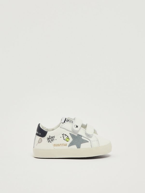 1. Baby School Lederturnschuhe Weiß-Blau Golden Goose gif00166f007411