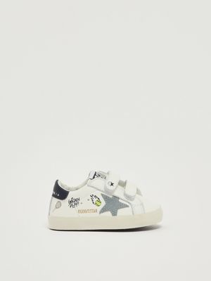 Baby School leather sneakers for baby boys White-Blue Golden Goose
