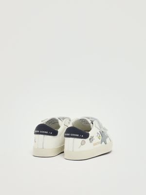 3. Baby School Lederturnschuhe Weiß-Blau Golden Goose gif00166f007411