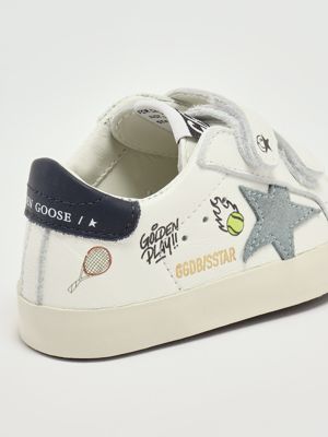 5. Baby School Lederturnschuhe Weiß-Blau Golden Goose gif00166f007411