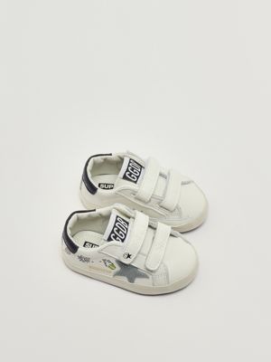 2. Baby School Lederturnschuhe Weiß-Blau Golden Goose gif00166f007411