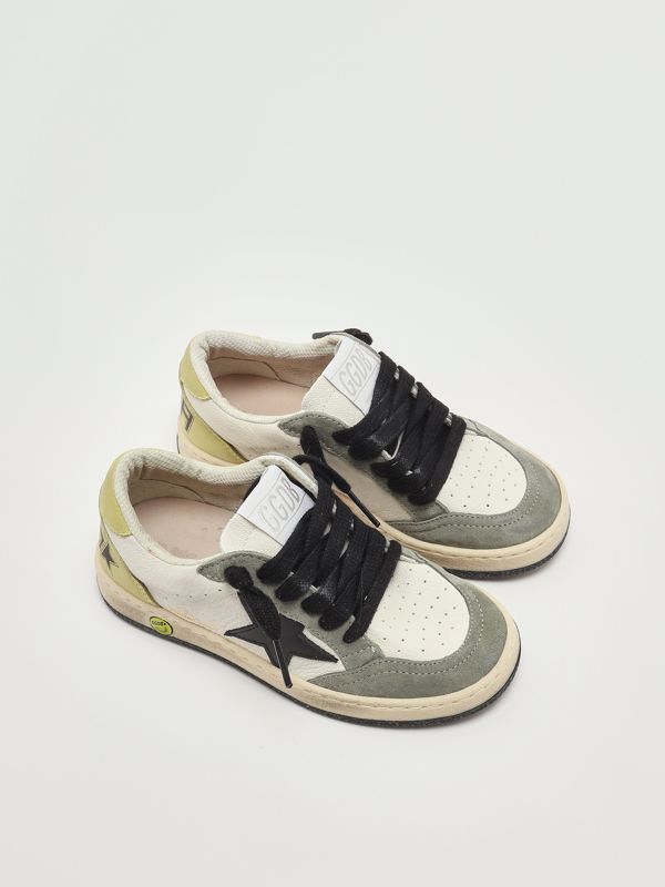 2. Ballstar nappa leather sneakers for boys White-Green Golden Goose gyf00439f007449