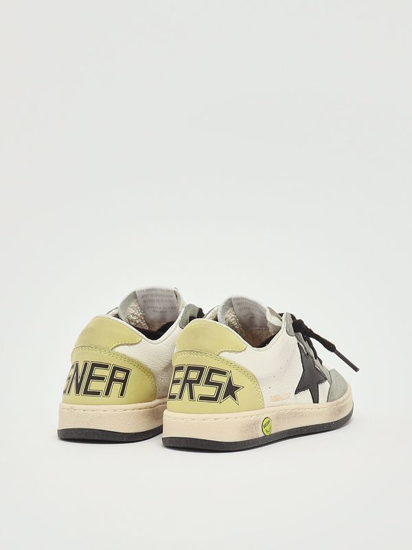 3. Ballstar nappa leather sneakers for boys White-Green Golden Goose gyf00439f007449