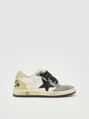 Ballstar Kinderturnschuhe aus Nappaleder Weiß-Grün Golden Goose