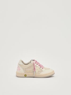 Ballstar Wildleder-Turnschuhe für Mädchen Weiß-Rosa Golden Goose