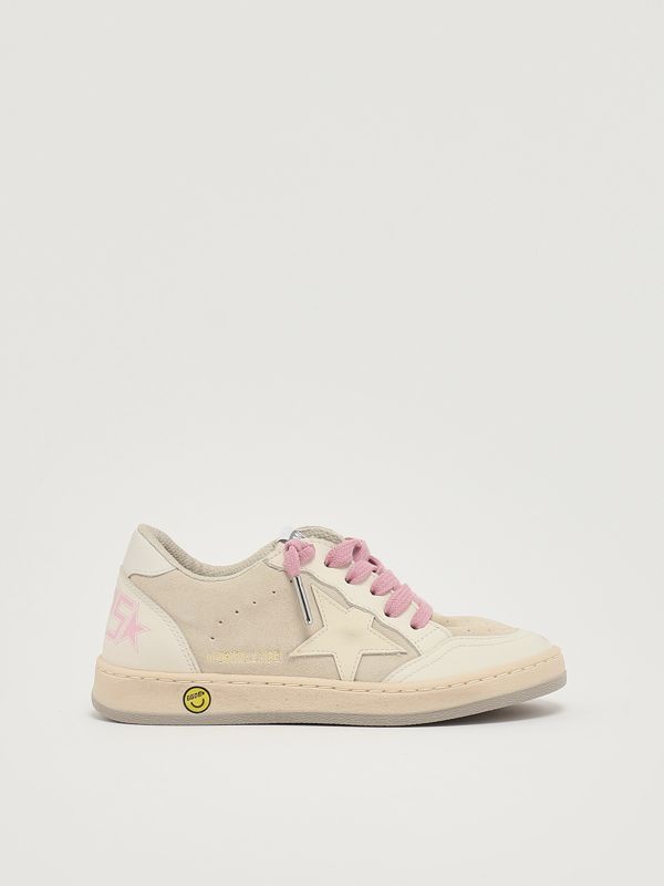 1. Sneakers Ballstar en daim pour fille Blanc-rose Golden Goose gyf00439f007308