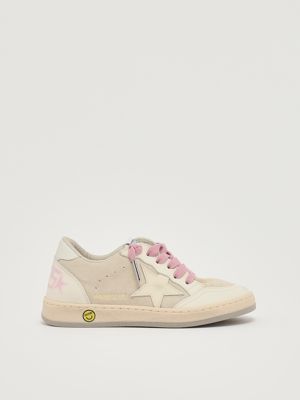 Ballstar Wildleder-Turnschuhe für Mädchen Weiß-Rosa Golden Goose