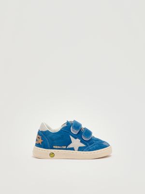 Ballstar Strap Kinderturnschuhe aus Wildleder Azurblau Golden Goose