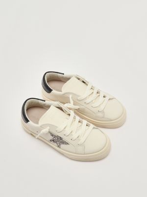 2. Sneakers bambina May in pelle Bianco-Nero-Argento Golden Goose gyf00112f007442