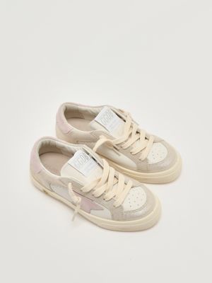2. Sneakers bambina May in nappa e suede Bianco-Platino-Rosa Golden Goose gyf00495f007435