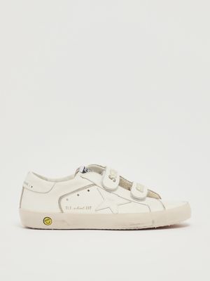 Old School Mädchen Leder Turnschuhe Weiß-Platin Golden Goose