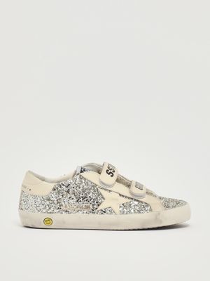 Old School Mädchen Leder Turnschuhe Platin Golden Goose