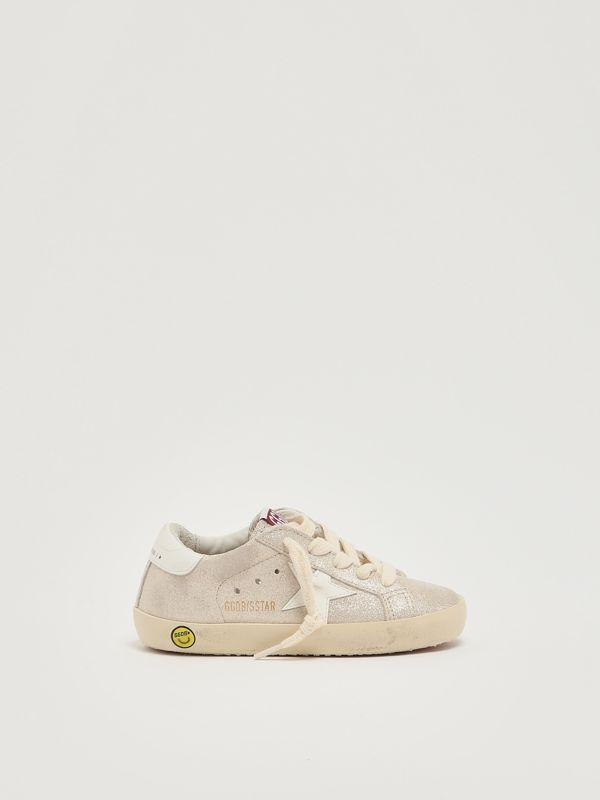 1. Zapatillas de niña Super Star de piel laminada Arena-Blanco Golden Goose gjf00101f007420