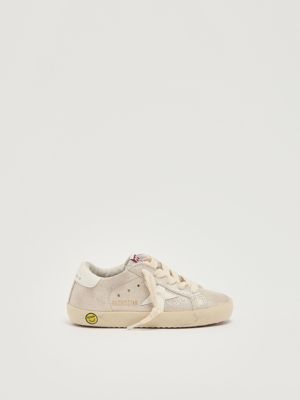 Super Star Mädchen-Turnschuhe aus laminiertem Leder Sand-Weiß Golden Goose