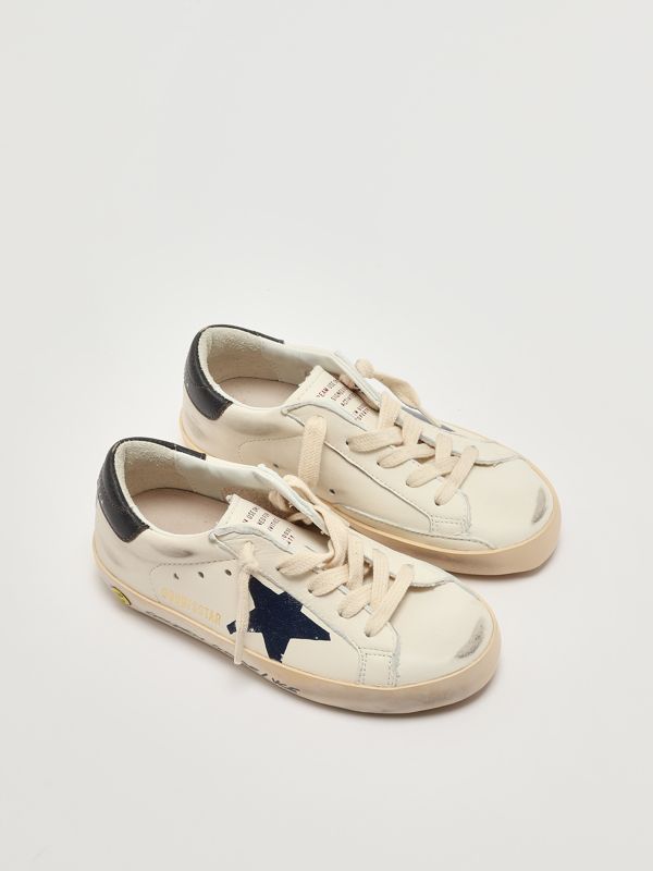 2. Zapatillas de niño Super Star de napa Blanco-Azul Golden Goose gyf00270f004340