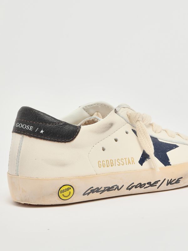 5. Zapatillas de niño Super Star de napa Blanco-Azul Golden Goose gyf00270f004340