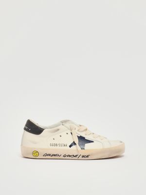 Super Star nappa leather sneakers for boys White-Blue Golden Goose