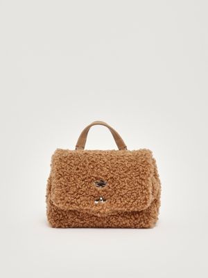 Borsa donna Postina Dolly Baby in lana merino Brown Teddy Zanellato