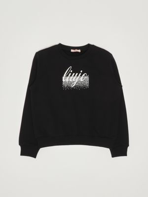Felpa bambina in misto cotone Nero Liu Jo