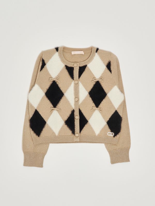 1. Strickjacke aus Stretch-Viskose-Mischung für Mädchen Gold Liu Jo kf5023ma12p