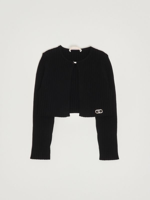 1. Strickjacke aus Viskosemischung für Mädchen Schwarz Liu Jo kf5025ma12p