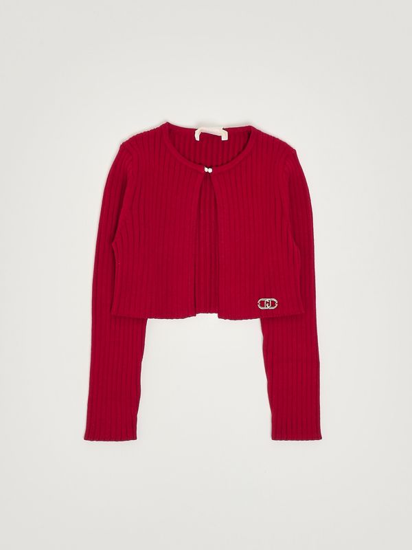1. Strickjacke aus Viskosemischung für Mädchen Rot Liu Jo kf5025ma12p