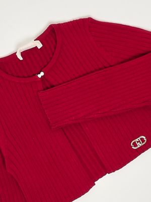 3. Strickjacke aus Viskosemischung für Mädchen Rot
