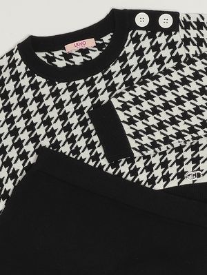 3. Conjunto para niña de mezcla de viscosa y algodón Negro-Mantequilla