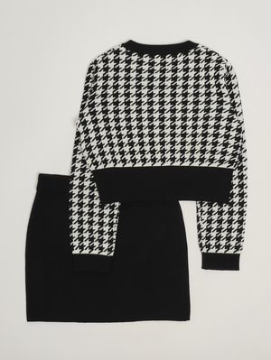 2. Conjunto para niña de mezcla de viscosa y algodón Negro-Mantequilla