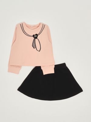1. Completo bambina in cotone stretch Rosa