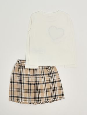 2. Ensemble fille en mélange de coton Blanc