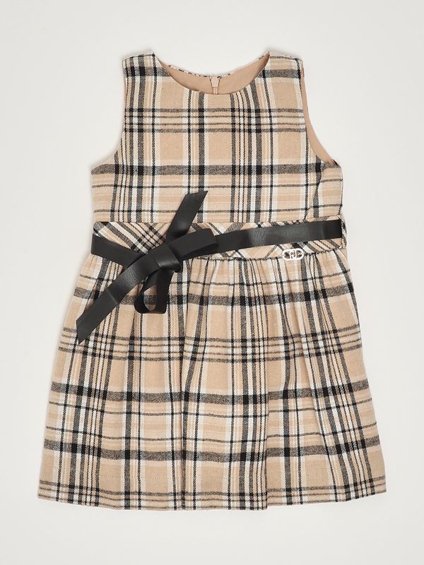 1. Abito bambina in misto cotone Beige-Nero Liu Jo kf5013t9821