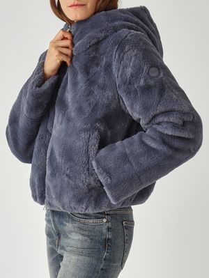 6. Piumino donna Exuberance in nylon e pelliccia sintetica Avio