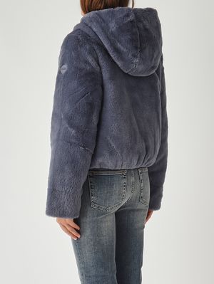 4. Piumino donna Exuberance in nylon e pelliccia sintetica Avio