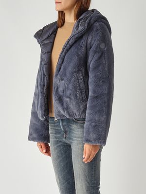 3. Piumino donna Exuberance in nylon e pelliccia sintetica Avio