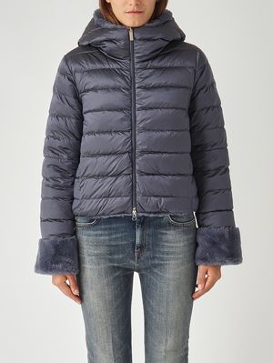 5. Piumino donna Exuberance in nylon e pelliccia sintetica Avio