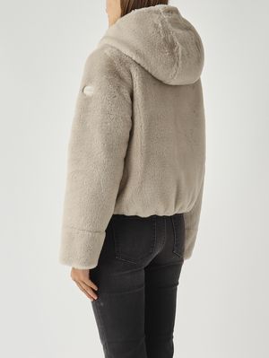 5. Piumino donna Exuberance in nylon e pelliccia sintetica Mastice