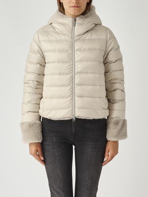 2. Piumino donna Exuberance in nylon e pelliccia sintetica Mastice