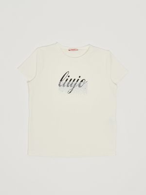 Stretch cotton T-shirt for girls White Liu Jo