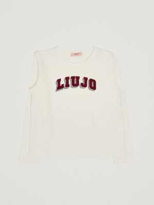 Mädchen-T-Shirt aus Stretch-Baumwolle Weiß Liu Jo