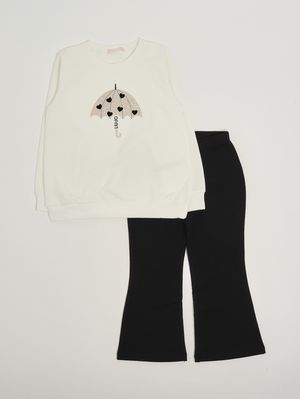 1. Ensemble fille en coton stretch Noir et blanc