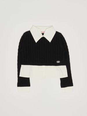 Wool-blend sweater for girls Black-White Liu Jo